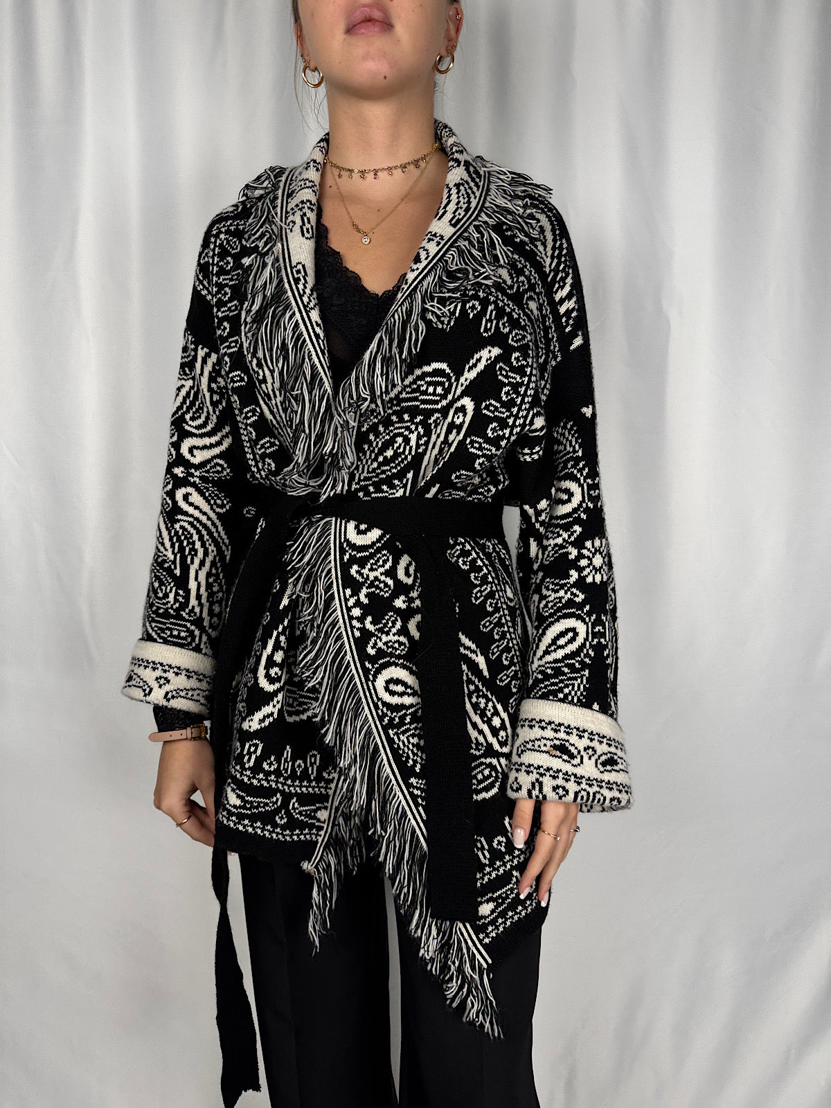 Cardigan Fantasia Bandana Nero Armonia