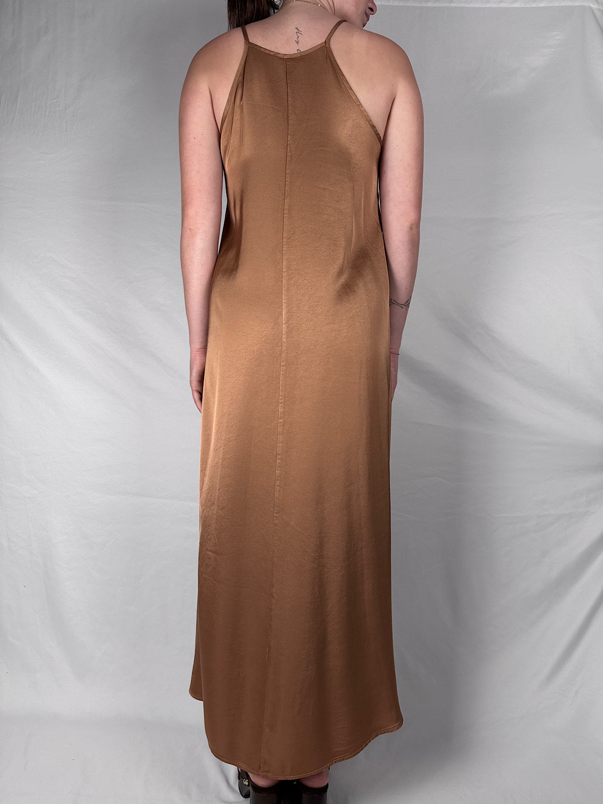Abito Scollo Quadrato Satin Vicolo Bronzo