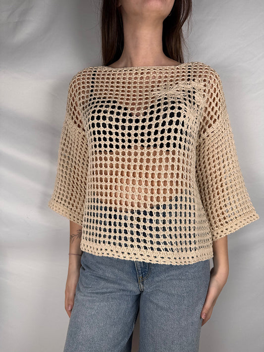 Maglia Traforata Tensione In Beige