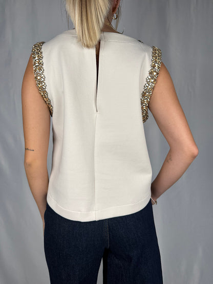 Canotta con Cabochon Tensione-In Panna