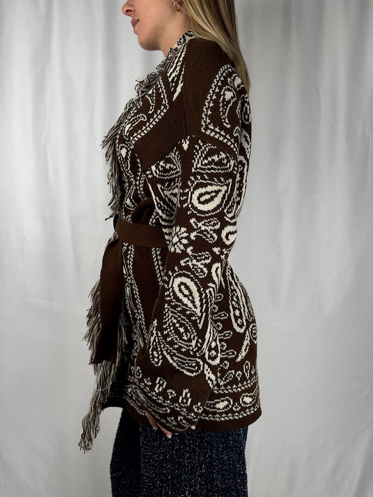 Cardigan Fantasia Bandana Marrone Armonia
