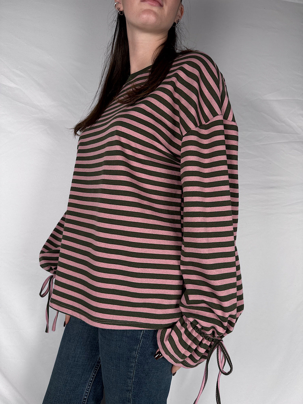 T-shirt Long Sleeve Candy Righe Armonia Verde/Rosa