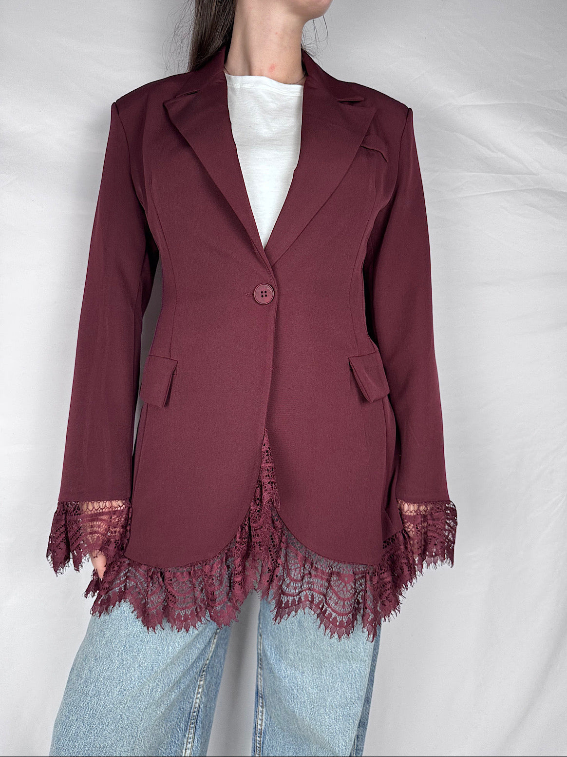Giacca Pizzo Armonia Bordeaux