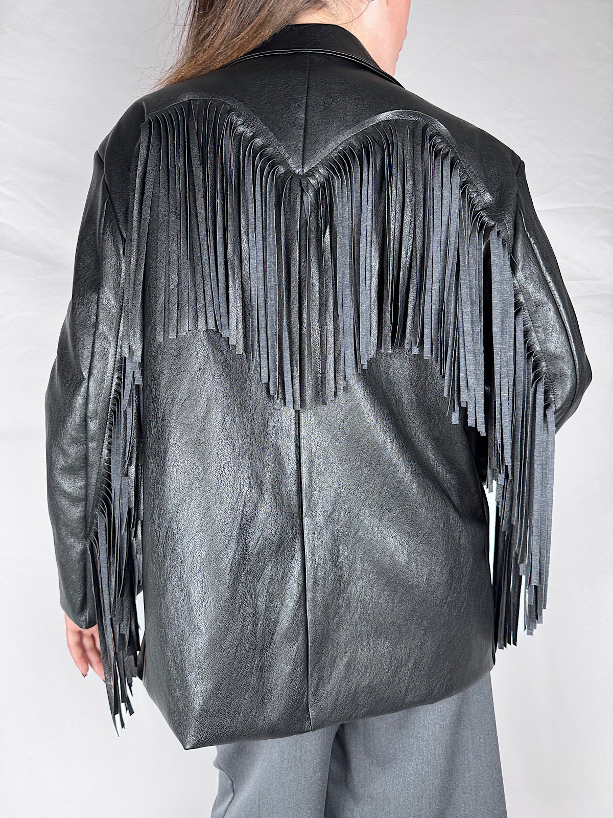 Giacca Eco-pelle con Frange Armonia Nera