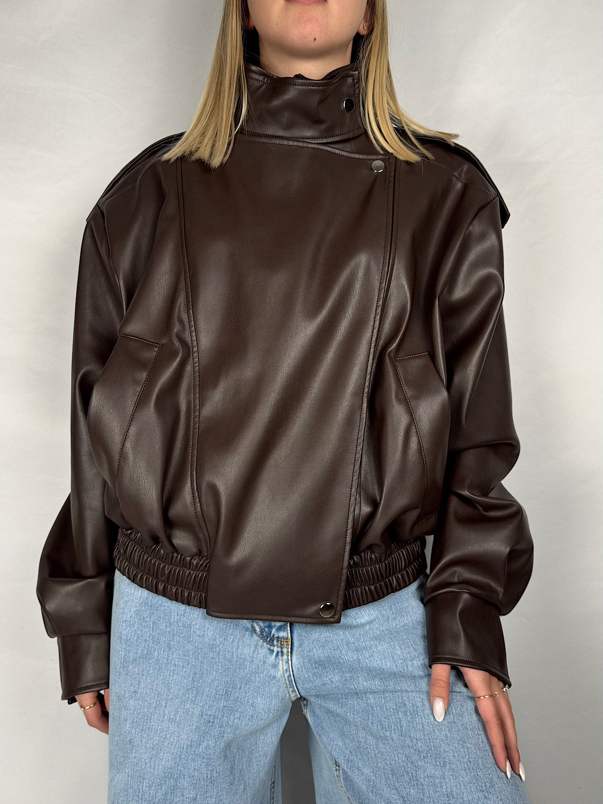 Bomber Eco-Pelle Chiusura Laterale Vicolo Moro