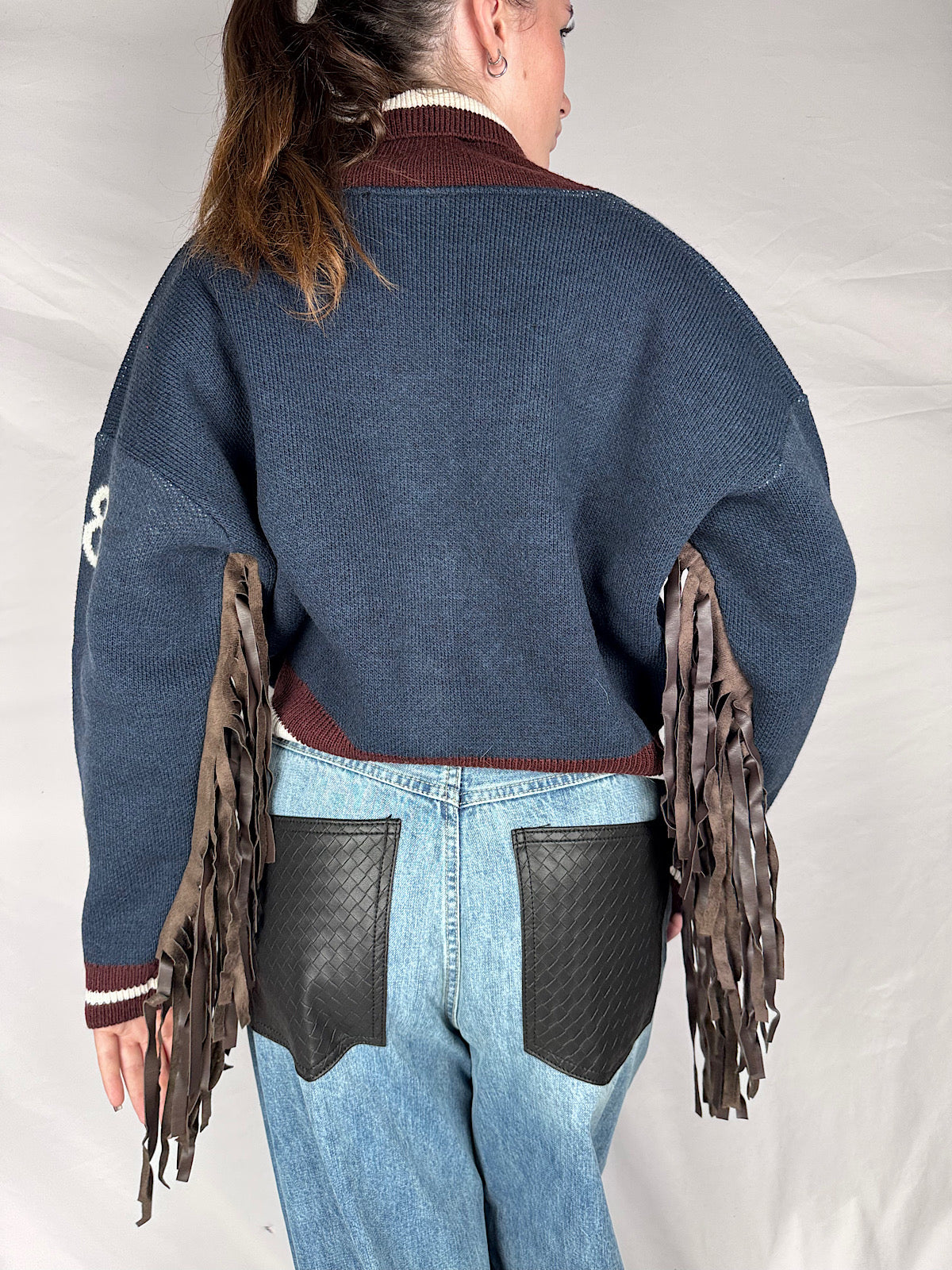 Cardigan Maglia con Frange Vicolo Blu