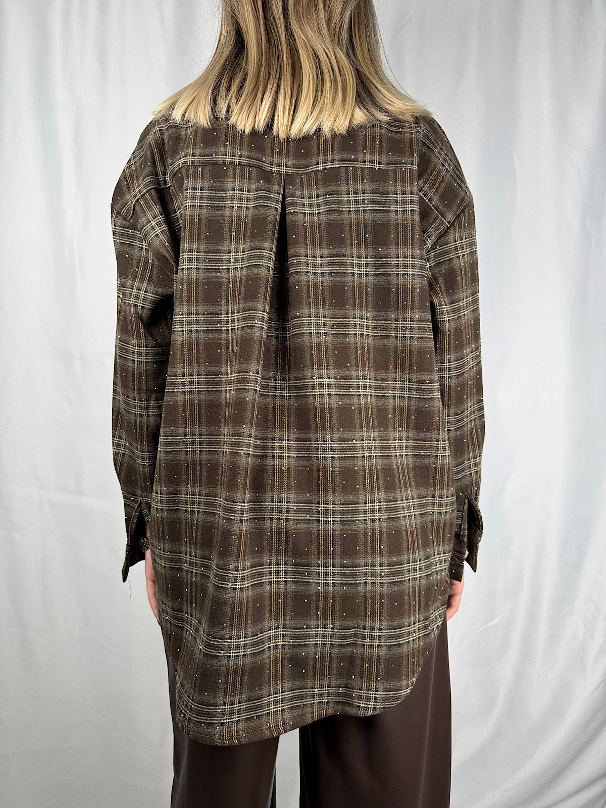 Camicia Check con Strass Marrone Armonia