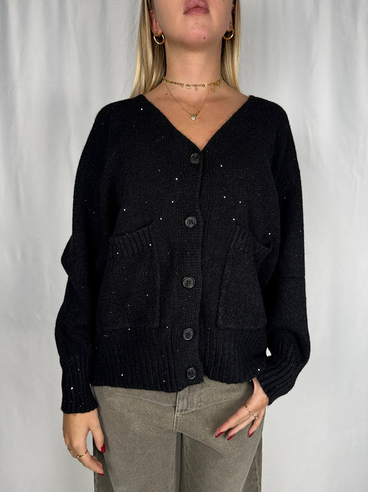 Cardigan con Pailletes Nero SusyMix