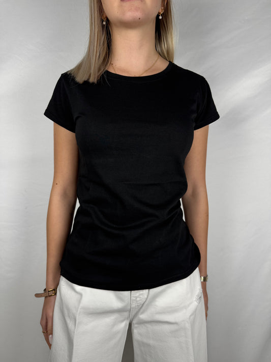 T-Shirt Basica Girocollo Nera Susy Mix