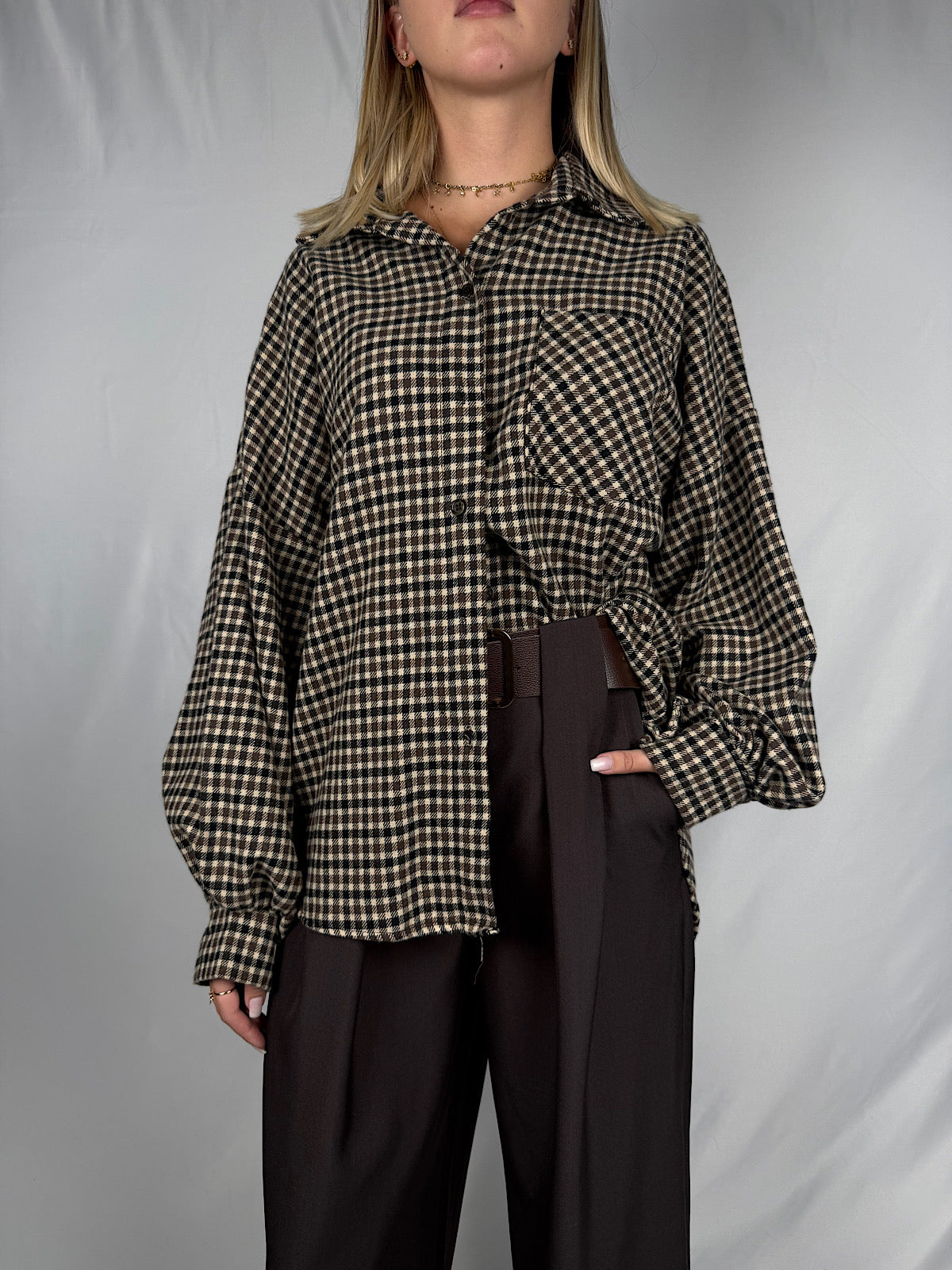 Camicia Check Over Marrone Armonia