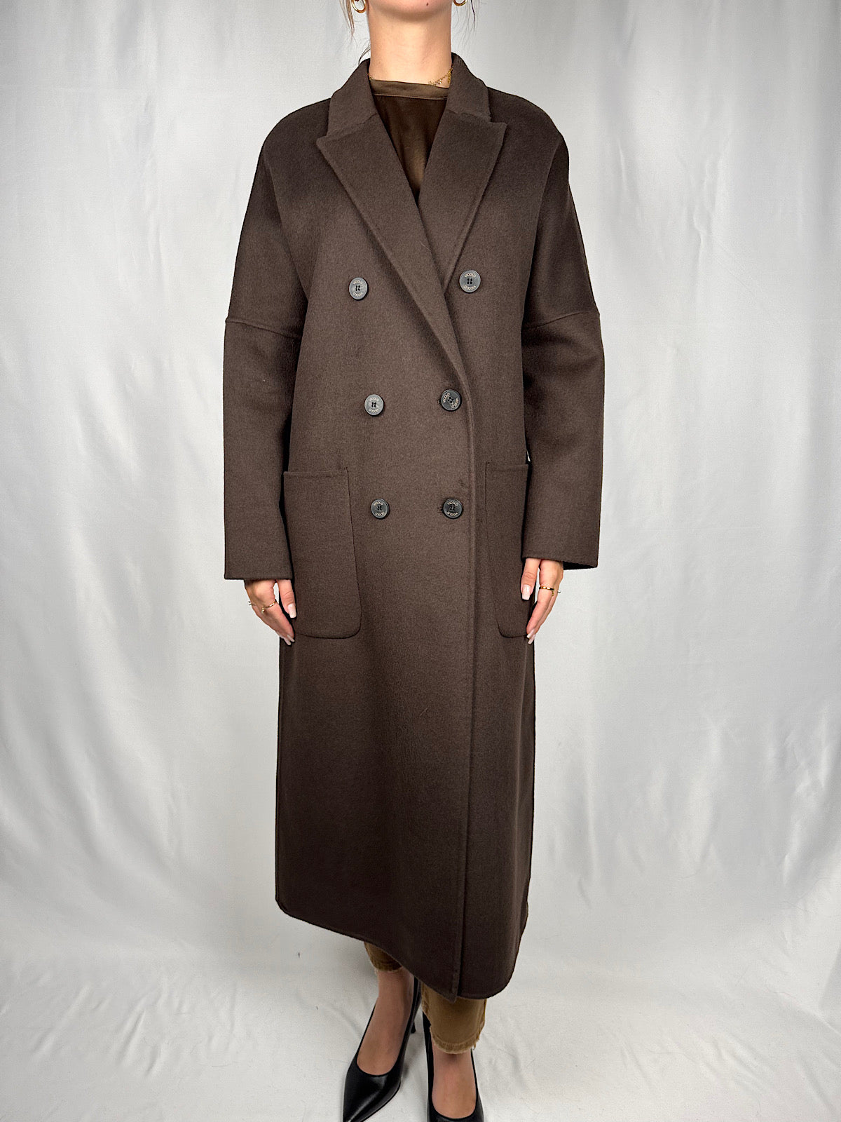 Cappotto Doppiopetto Basic Lungo  Vicolo Hand Made Moro