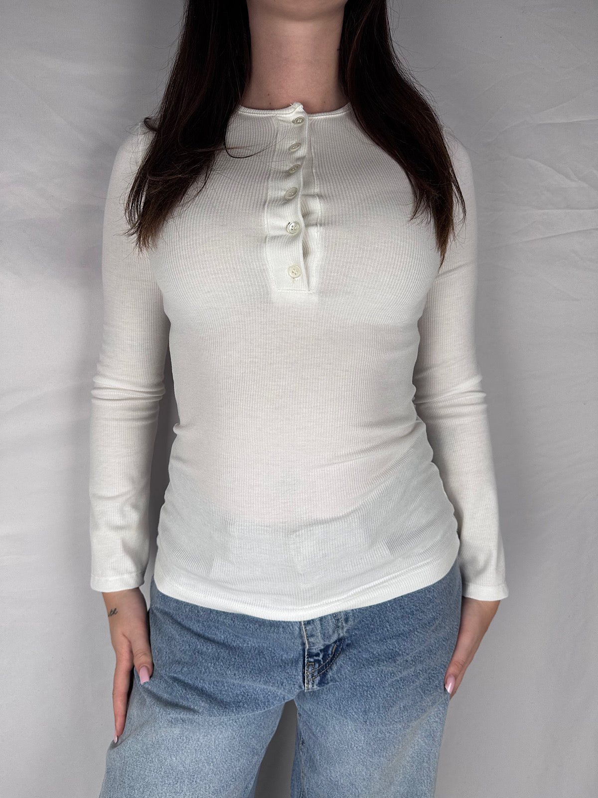 T-shirt Serafino a Costine Vicolo Naturale