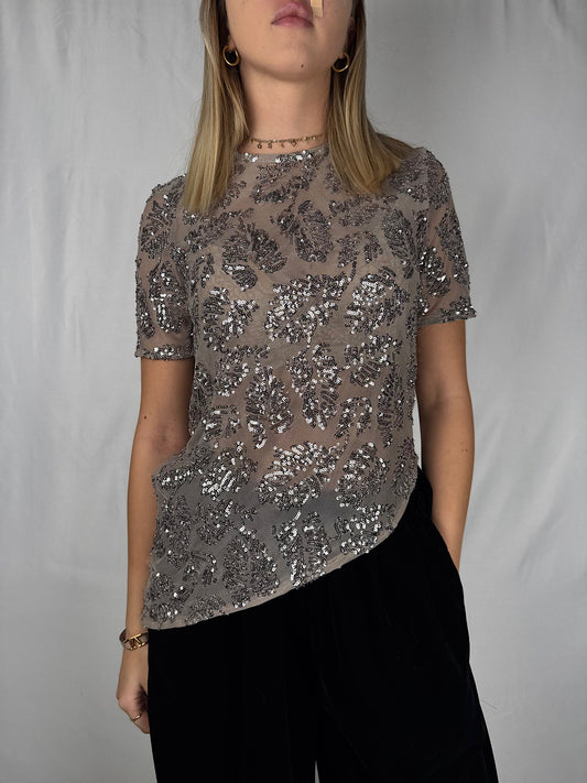 Maglia con Pailletes Grigio Tensione-In