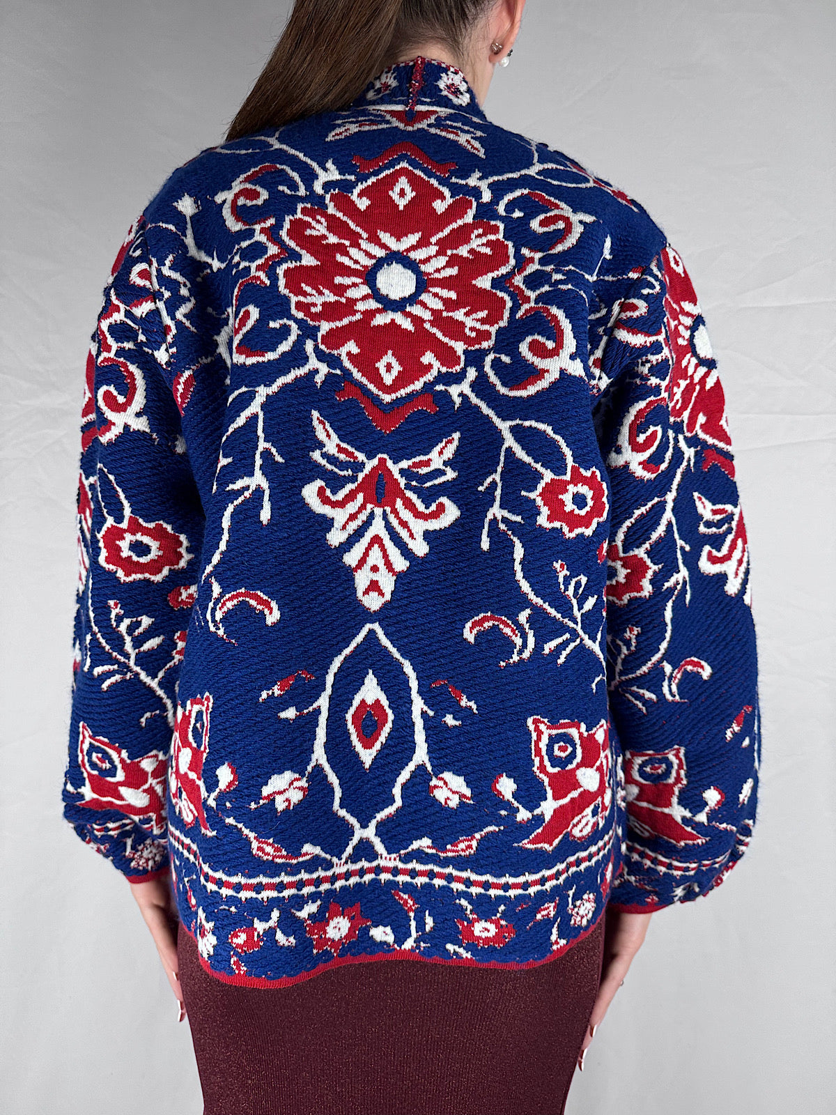 Cardigan Motivo Fiori Tensione In Blu Royal