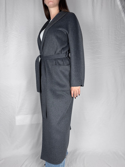 Cappotto Lungo con Cintura Vicolo Antracite Melange