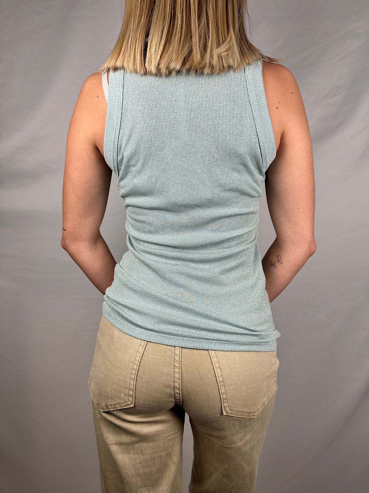 Canotta Lurex Verde Acqua Susy-Mix