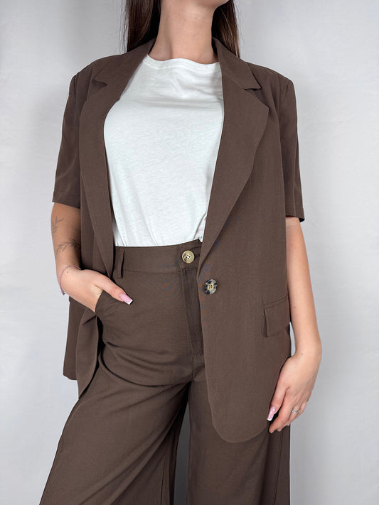 Giacca Blazer in Viscosa Lino Mezze Maniche Vicolo Moro