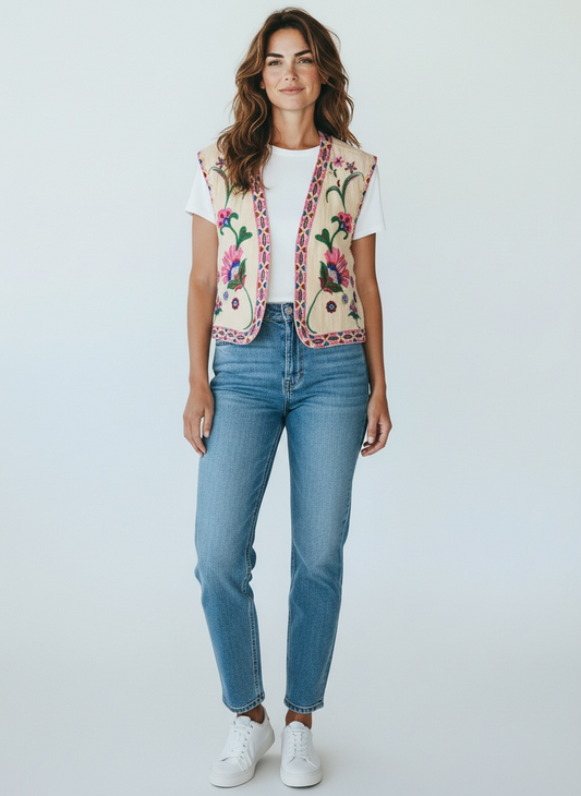Gilet Ricamato Vicolo Rosa Pallido