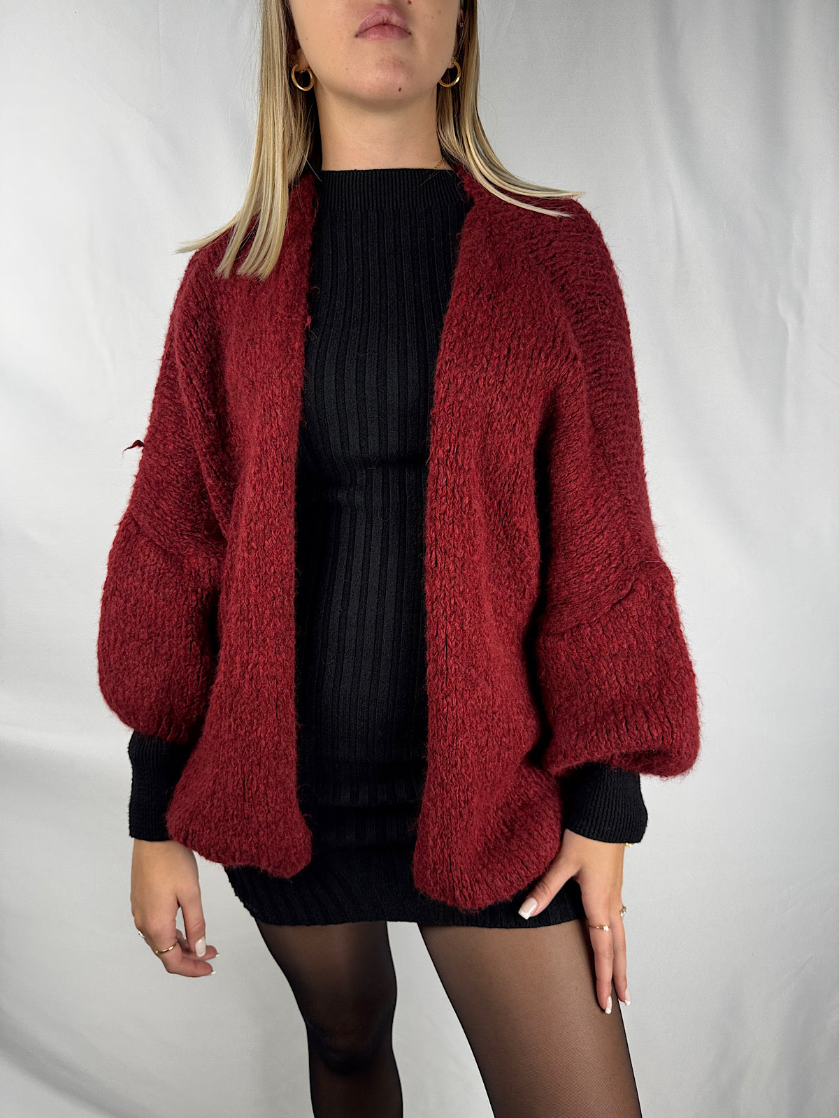 Cardigan Aperto Bordeaux Armonia