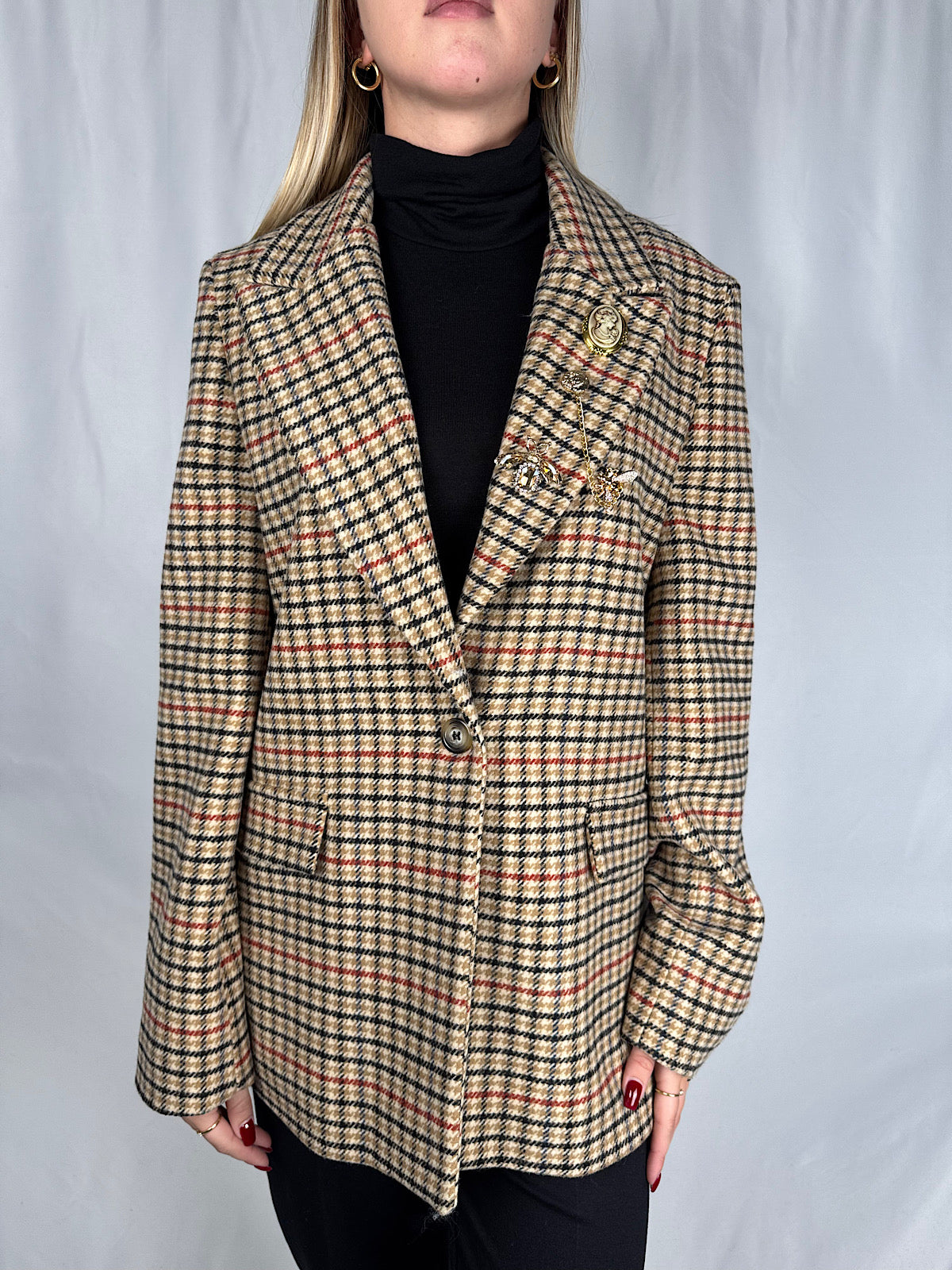 Giacca Cappotto Check Beige Vicolo