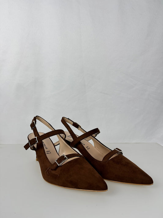 Decollete con Fibbie Scomosciato Marrone Divine Follie