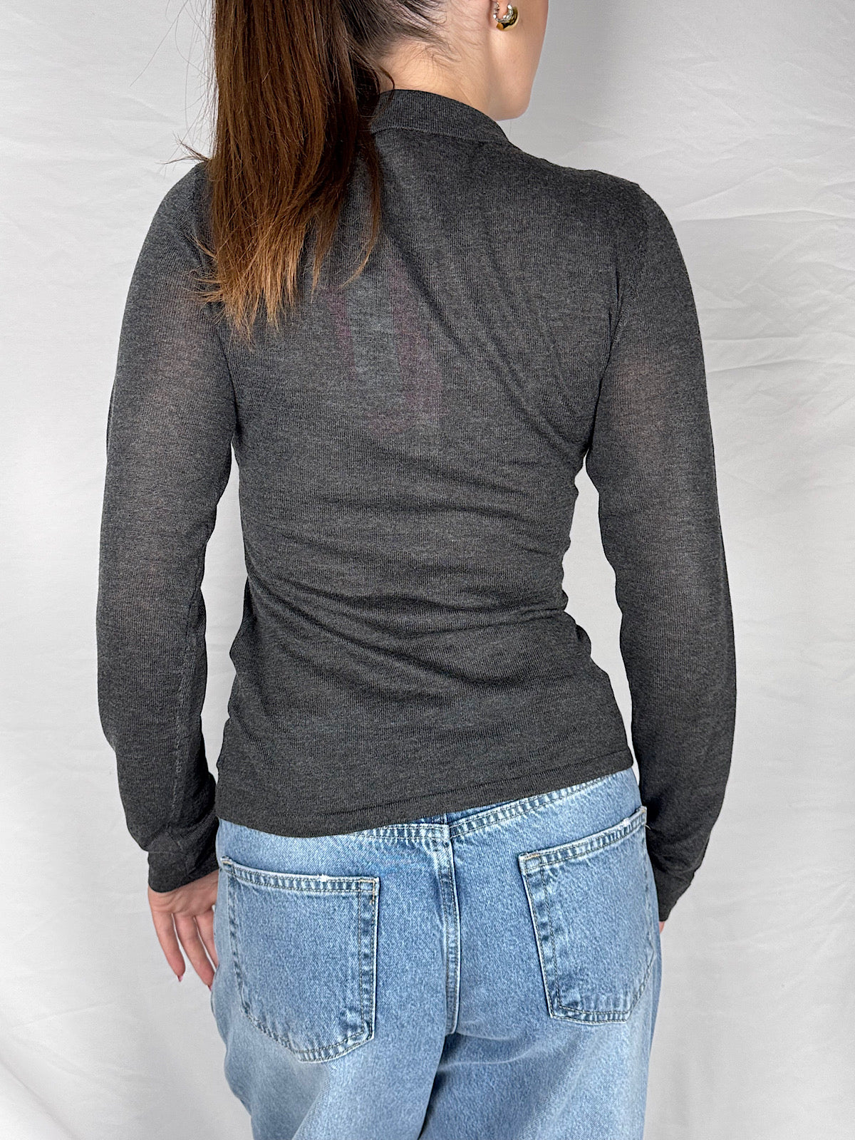 Polo in Maglia JJXX Grigio Scuro Melange