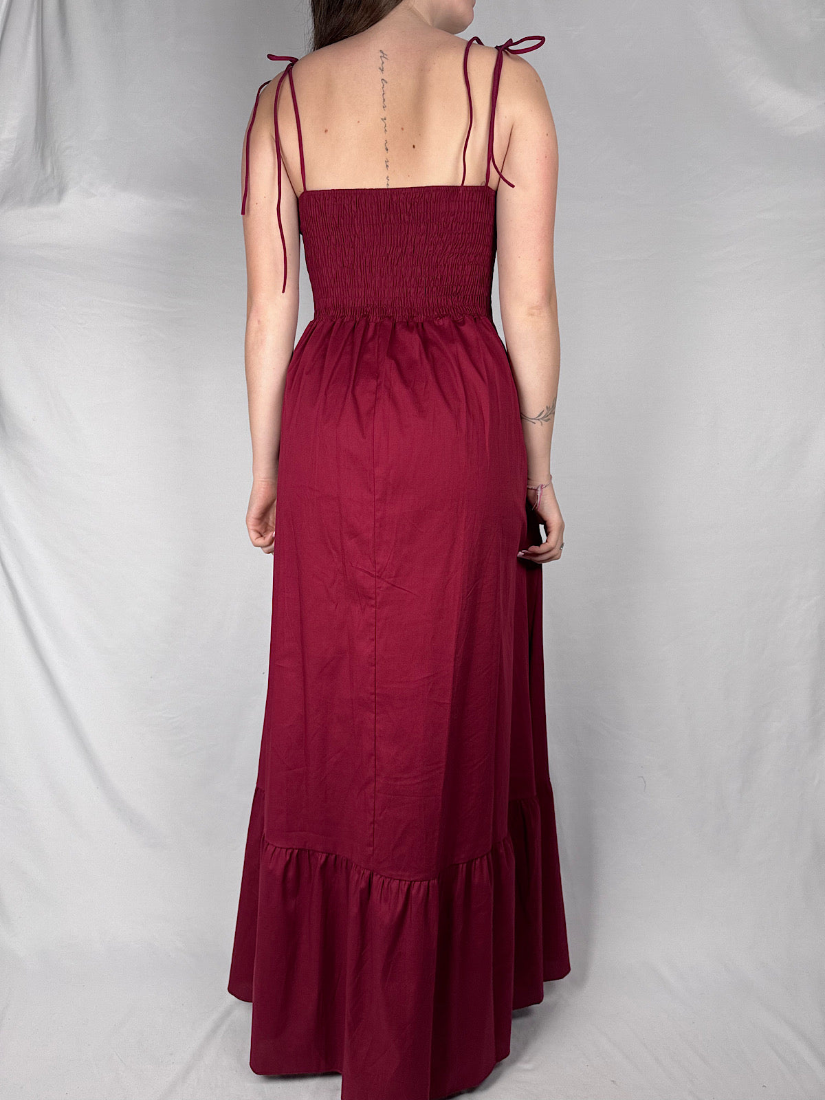 Abito Lungo Con Balza Armonia Rosso India
