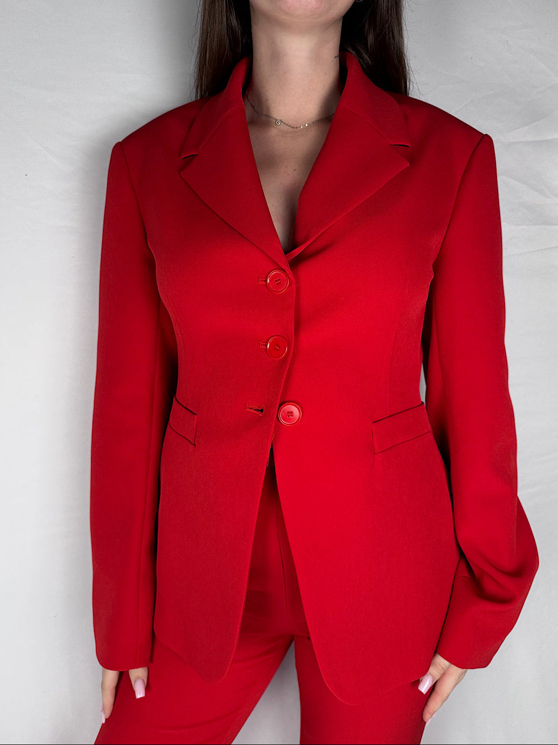 Giacca Blazer Monopetto Slim Morbido Vicolo Rosso