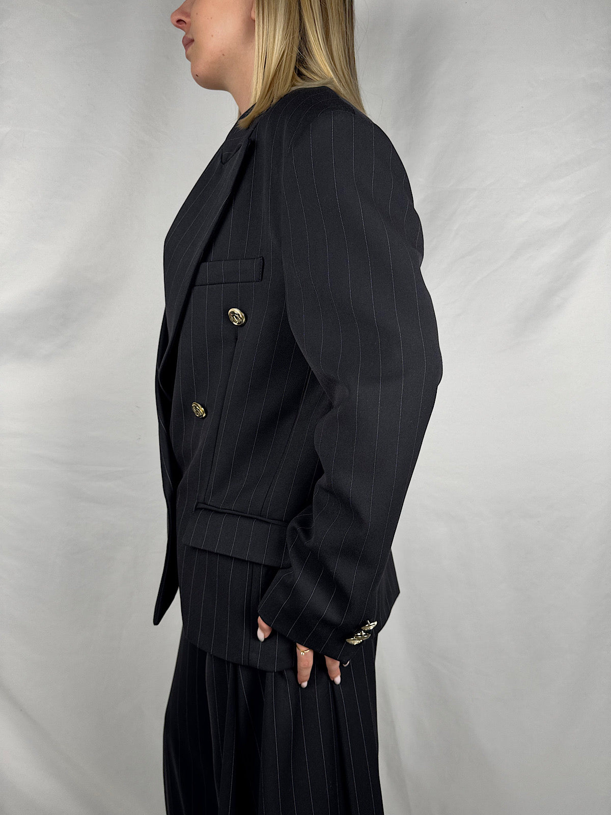 Giacca Doppiopetto Gessato Bottoni Dorati Vicolo