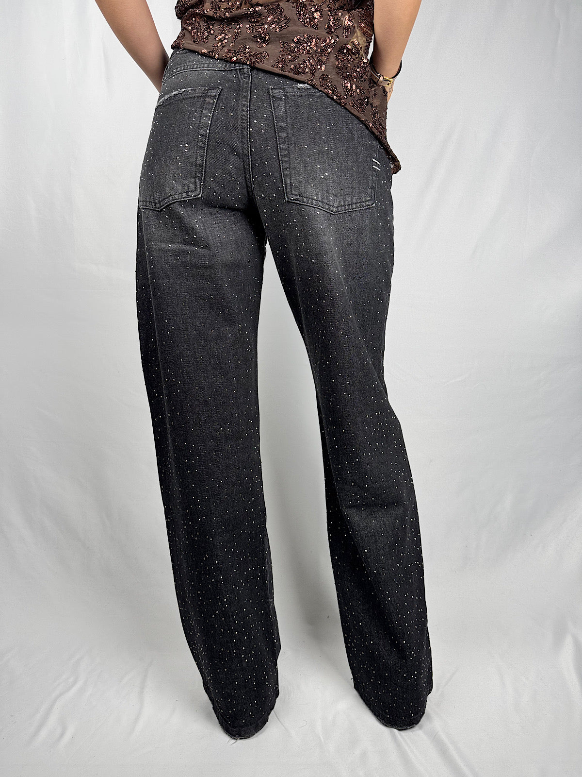 Jeans con Strass Melodie Nero Vicolo