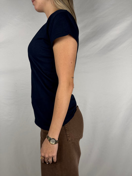 T-Shirt Basic Scollo a V Blu Susy Mix