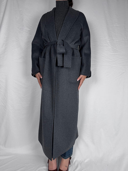 Cappotto Lungo con Cintura Vicolo Antracite Melange