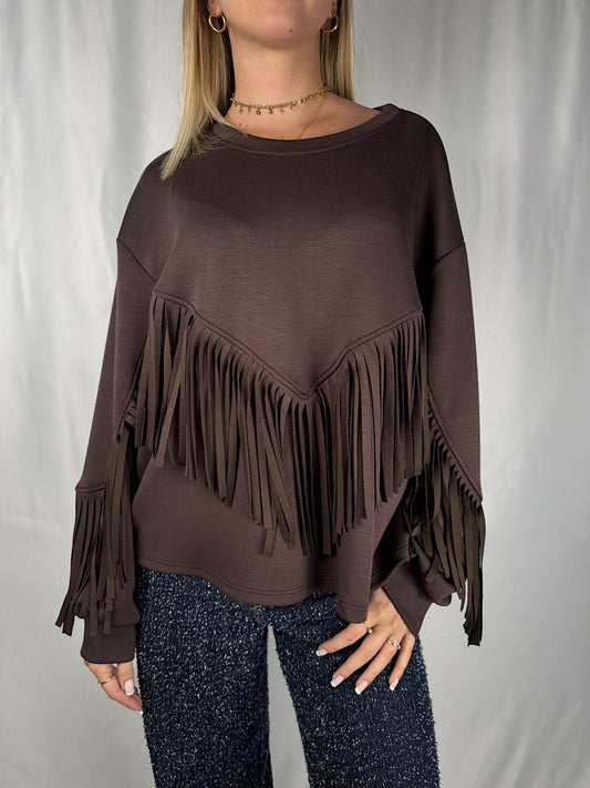 Felpa con Frange Armonia Marrone