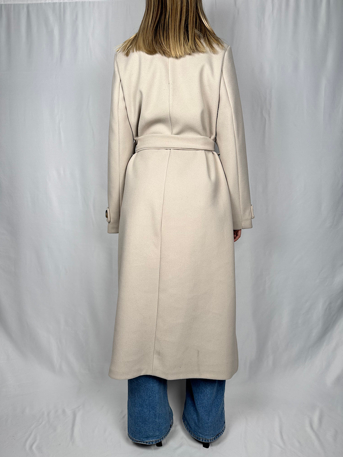 Capotto Doppio Petto con Cintura Beige Armonia