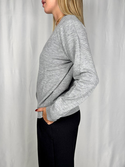Cardigan Girocollo Grigio Melange Vicolo