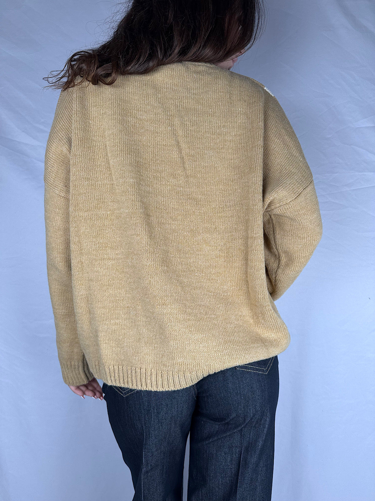 Maglia Rombi Tensione In Beige/Moro/Panna