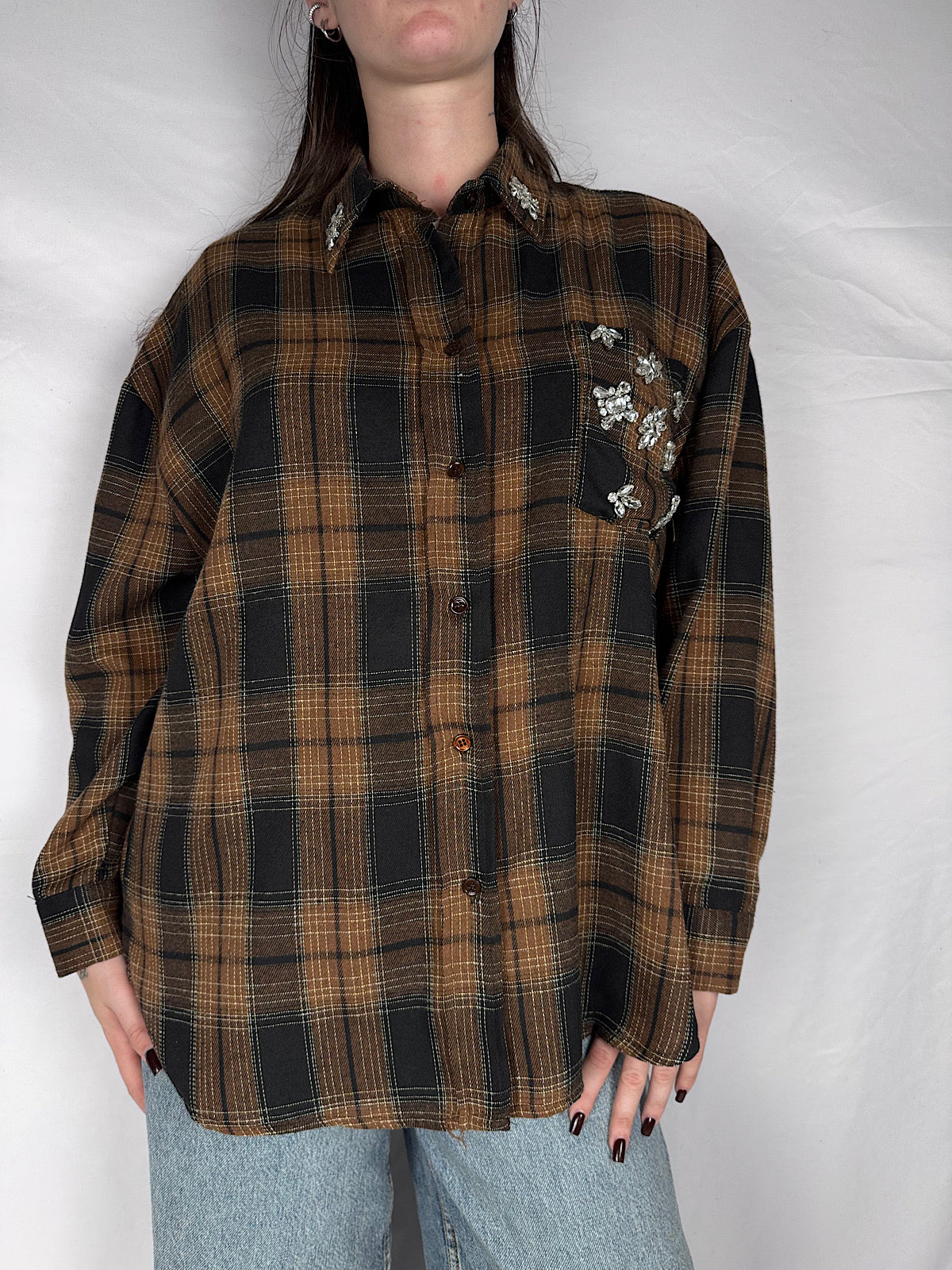 Camicia in Flanella Check con Cabochon Vicolo Moro