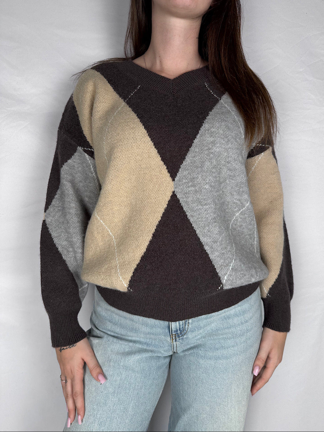 Maglia Scollo V Rombi Susy Mix Moro