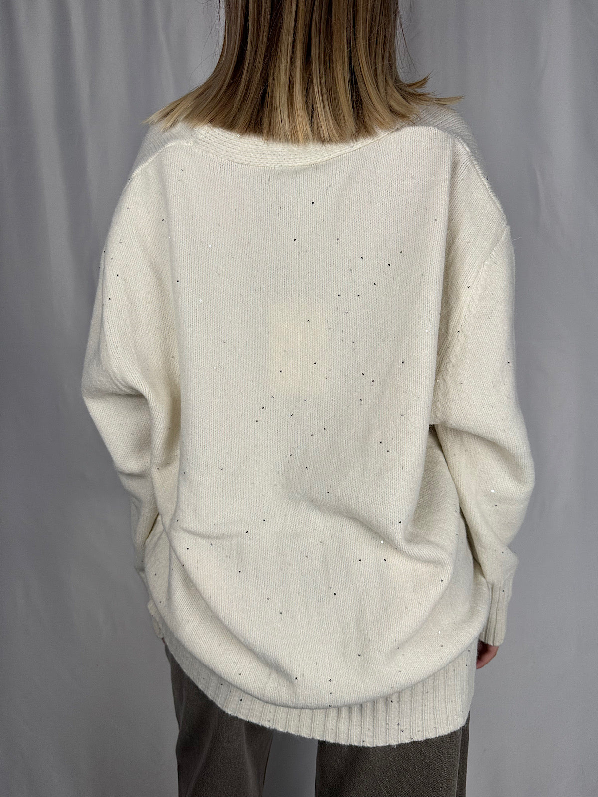 Cardigan con Pailletes Crema SusyMix