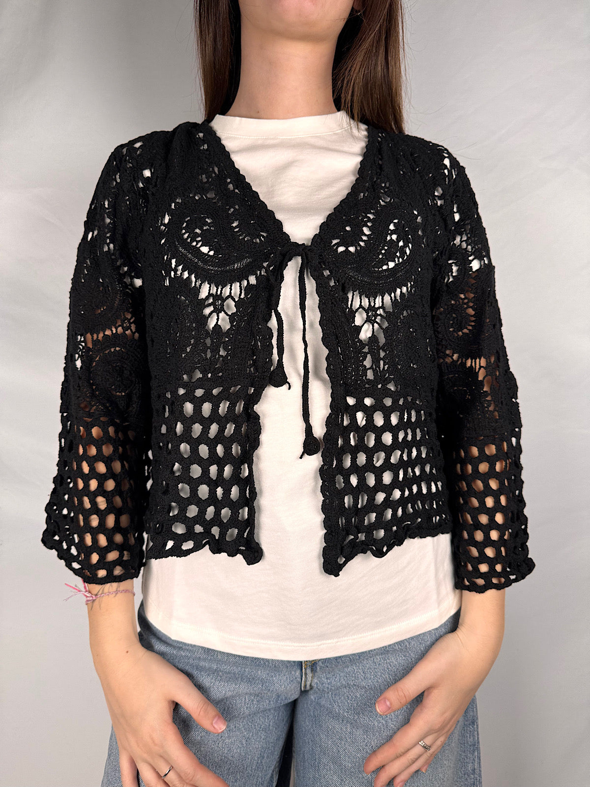 Cardigan Crochet  Susy Mix Nero