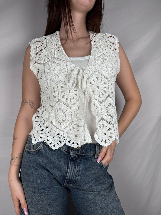 Gilet Crochet Susy Mix Bianco