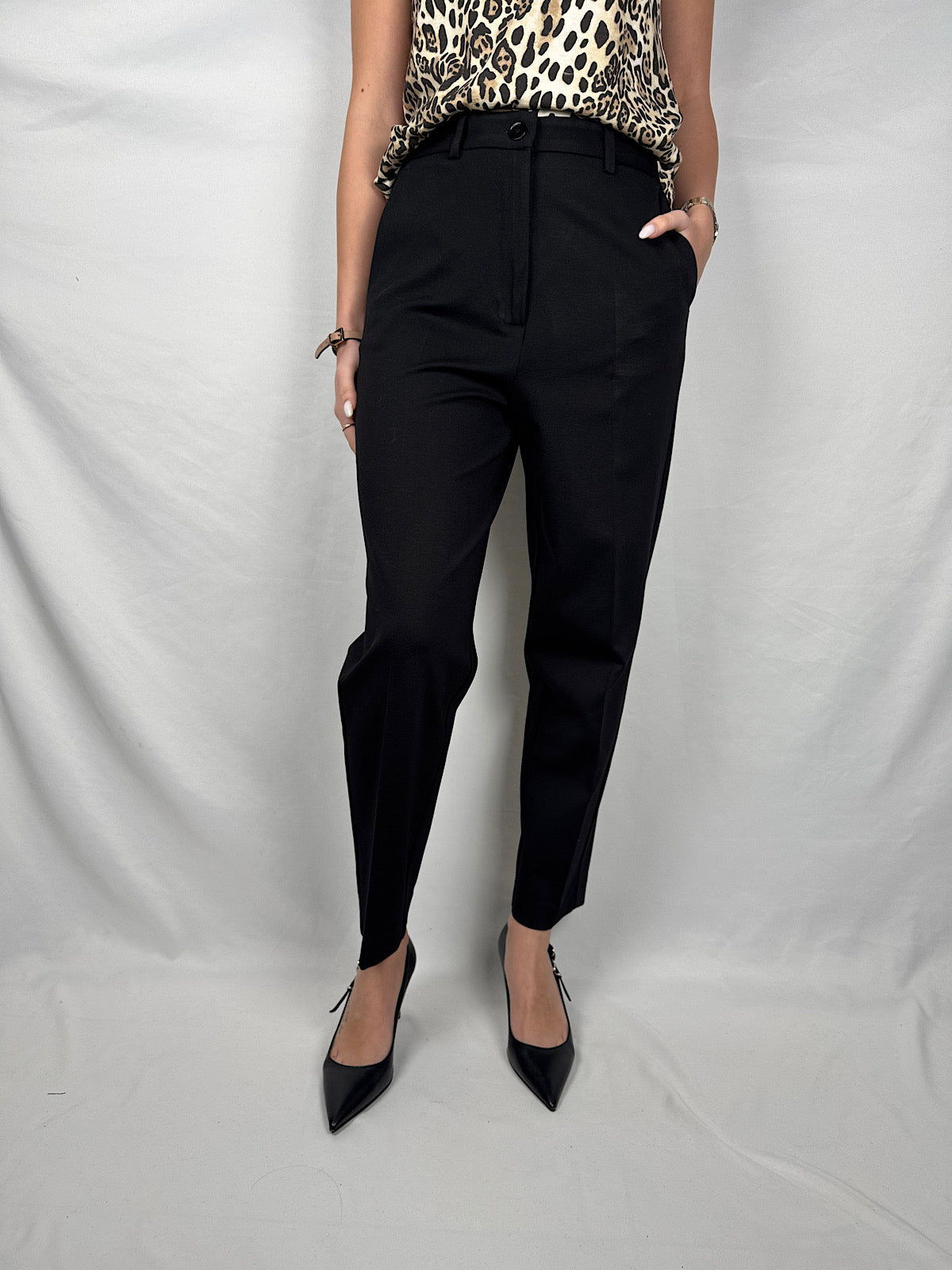 Pantalone Basic Punto Milano Nero Vicolo
