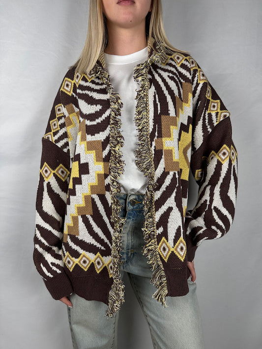 Cardigan Zebrato Marrone Tensione-In