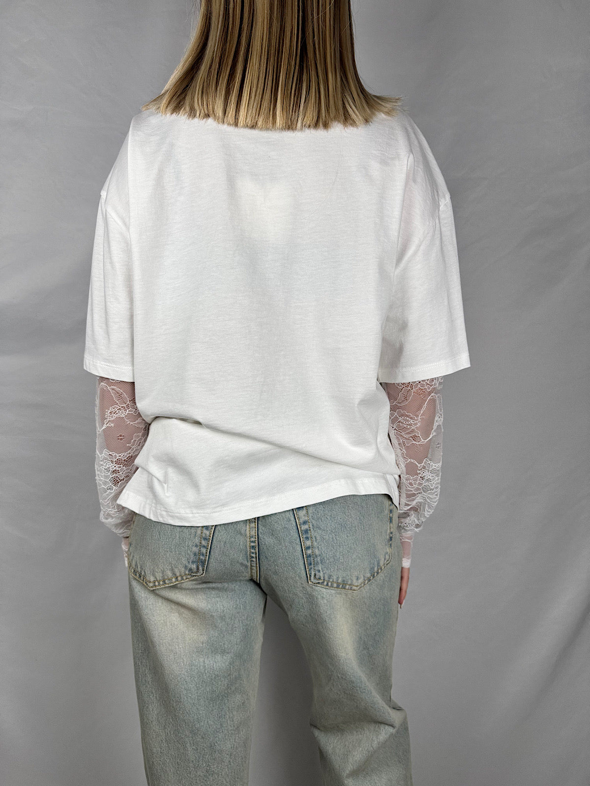 Maglia Maniche in Pizzo Bianca Vicolo