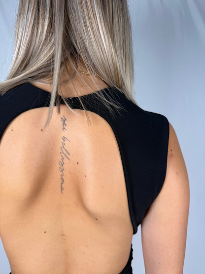 Abito Lungo con Spacco Armonia Nero