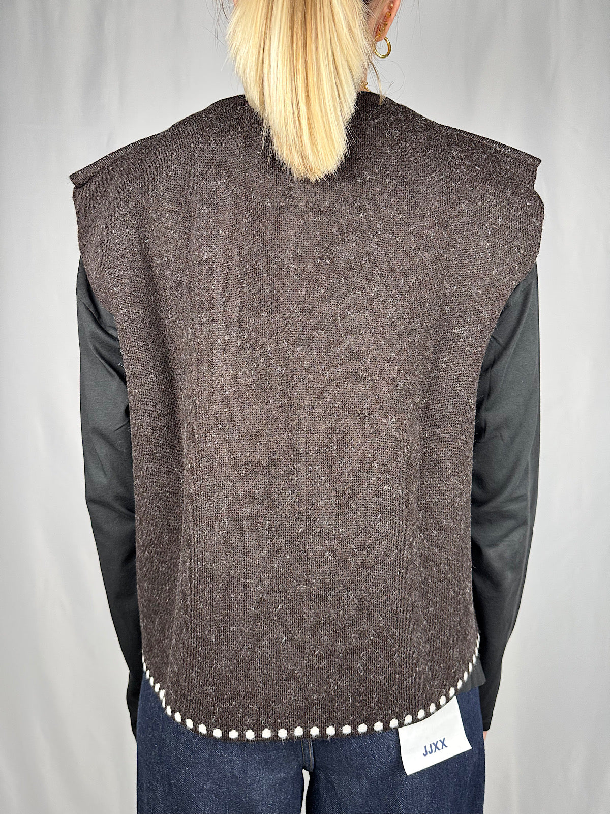 Gilet Maglia con Ricamo Tensione-In Moro