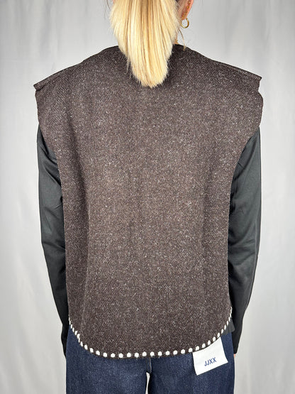 Gilet Maglia con Ricamo Tensione-In Moro