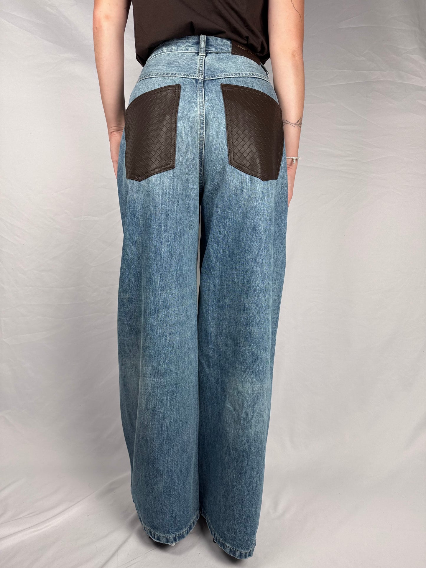 Pantalone Denim Tensione In Tasca Intrecciata Moro