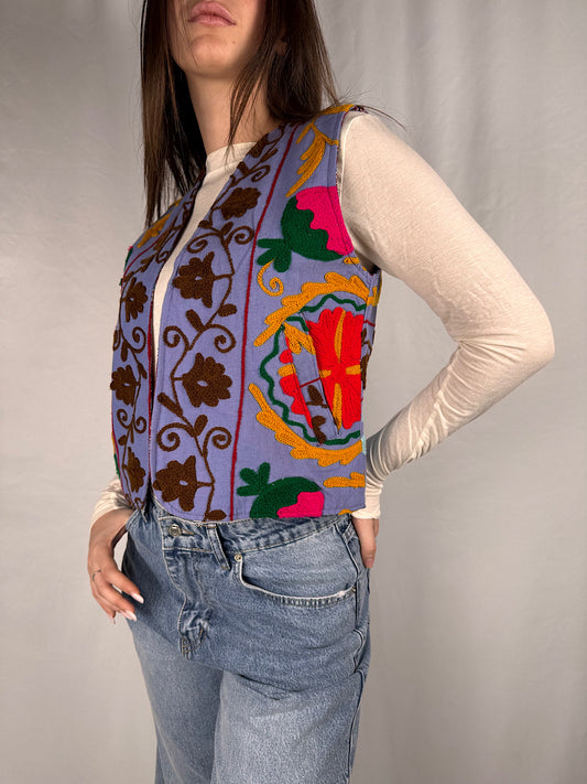 Gilet Reversibile con Fiocchetti Multicolor