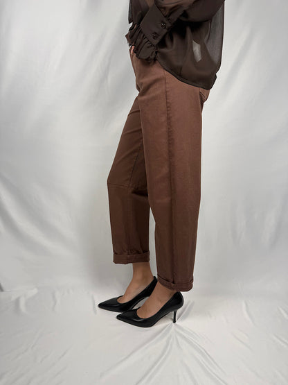 Pantalone con Cintura Tensione-In Cioccolato